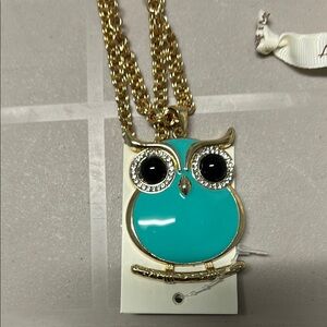 New Amrita SinghTeal Enamel Miami Owl Pendant Necklace